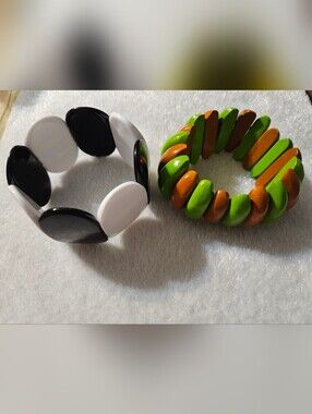 Black & White and Green & Orange Stretch Bracelets